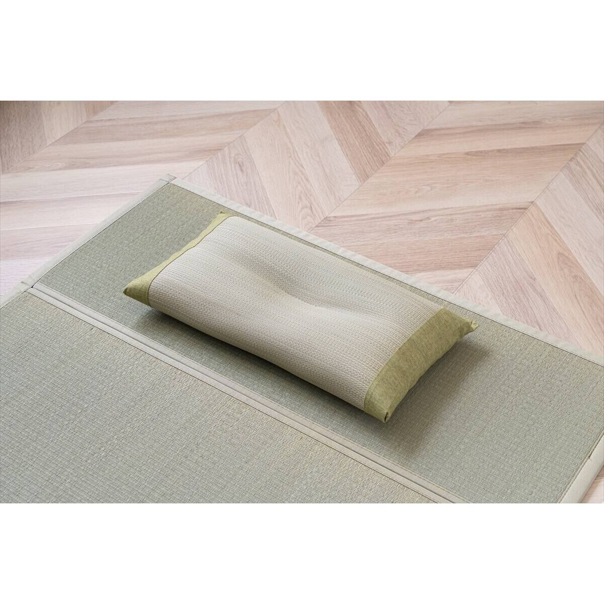 【送料無料】い草枕 リズム 平枕 約50×30cm 国産 グリーン 【メーカー直送・代引不可・置配不可・配送地域限定】