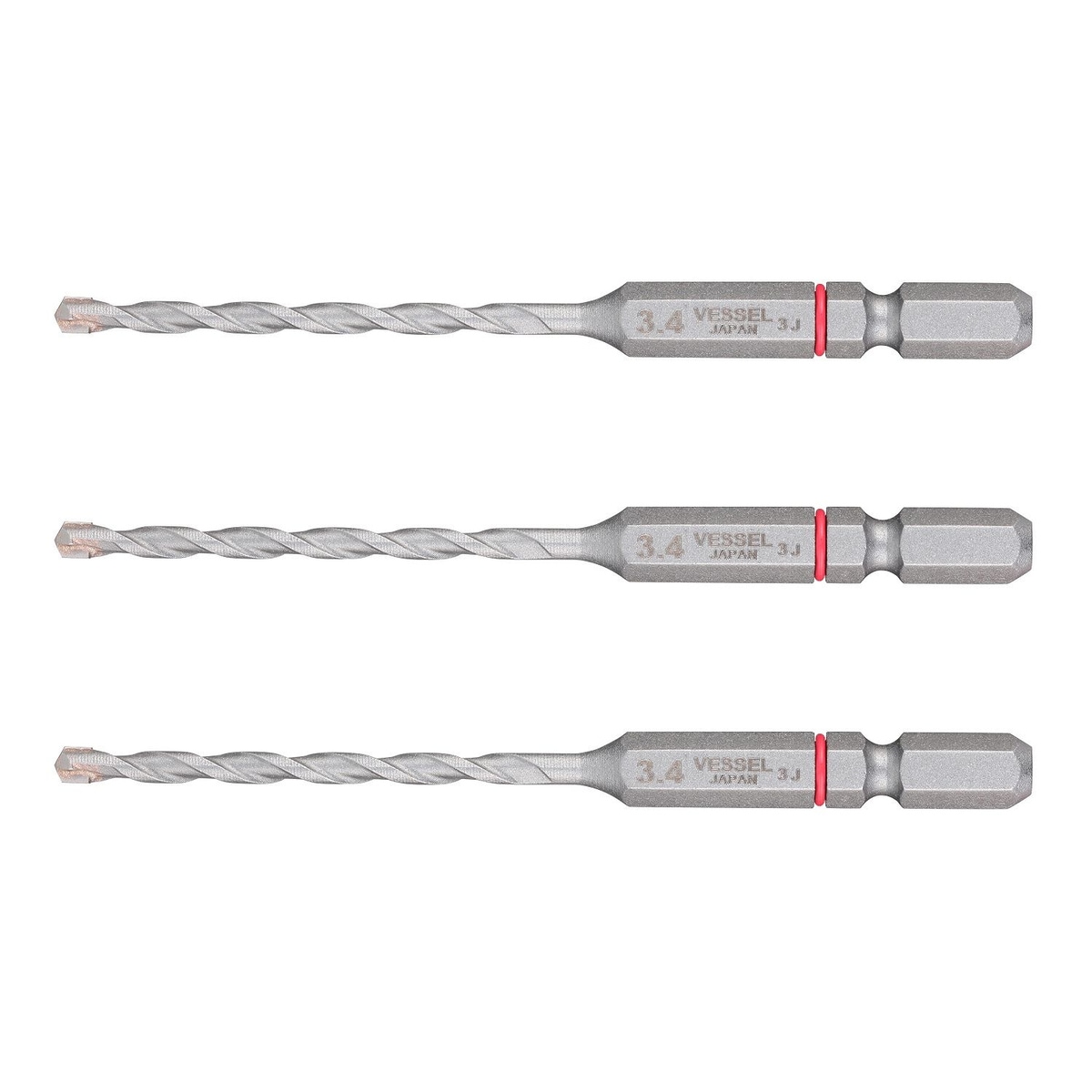 ベッセル VESSEL コンクリート用ドリル φ3.4×90mm 3本組 CCD3S-3.4