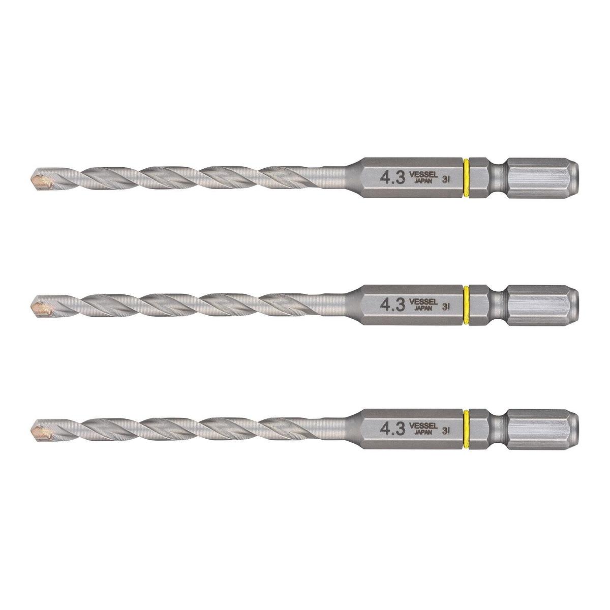 ベッセル VESSEL コンクリート用ドリル φ4.3×95mm 3本組 CCD3S-4.3
