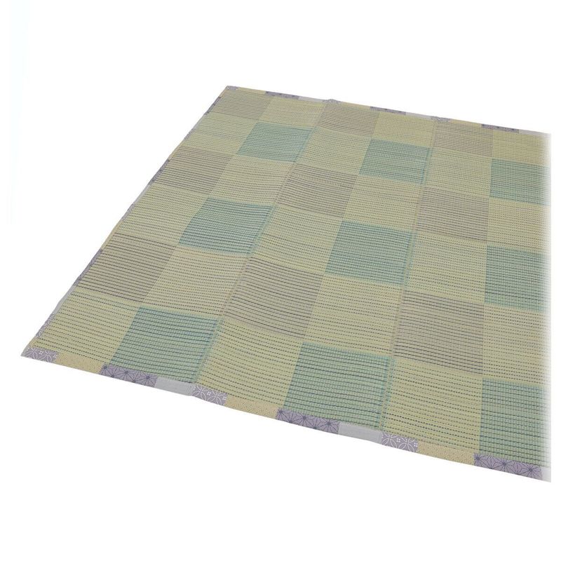 【送料無料】い草ふっくらラグ 唐草市松 180×230cm GY 【メーカー直送・代引不可・置配不可】