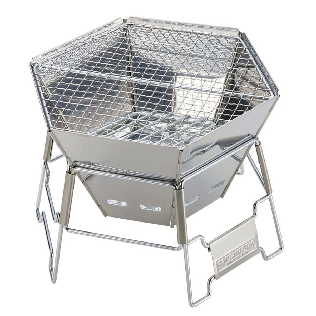 【送料無料】キャプテンスタッグ ヘキサ ステンレスファイアグリル M M-6498