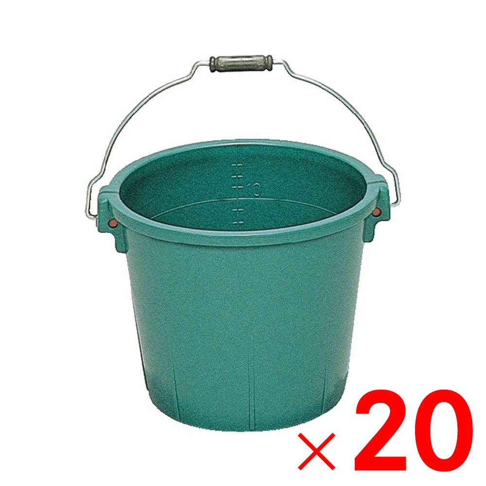 【送料無料】【法人限定】サンコー タフバケツ 金具取手付  グリーン 401501-01 ×20個 セット販売 【メーカー直送・代引不可・置配不可】