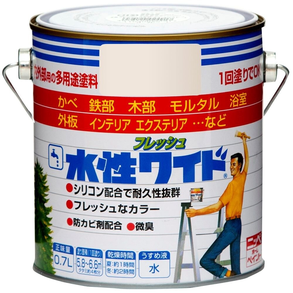 ニッペホームプロダクツ 水性フレッシュワイド 0.7L ウォームホワイト
