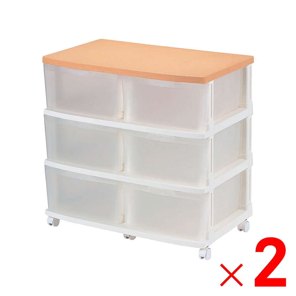 【送料無料】JEJ エミング 深型ストッカー 6引出し EW スモークブラウン×2個 ケース販売