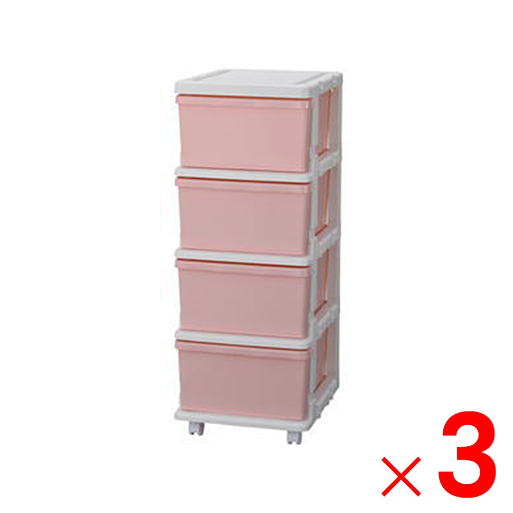 【送料無料】JEJ カラーシーズユニット4段 ピンク×3個 ケース販売