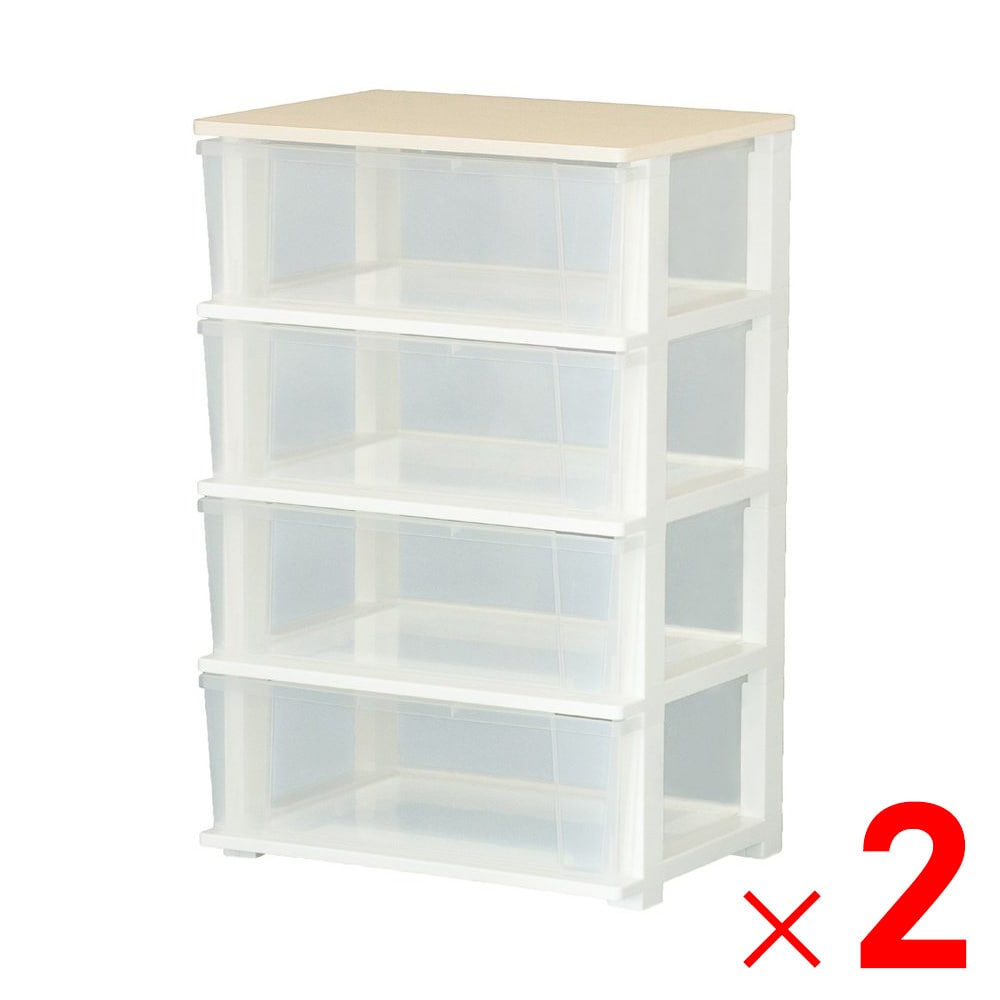 【送料無料】JEJ ピット 木製天板 ワイドチェスト 4段×2個 ケース販売