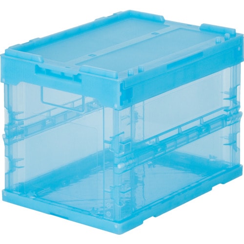 トラスコ オリコン α折りたたみコンテナ スケルコン 20L 蓋付 透明ブルー TR-SC20 B