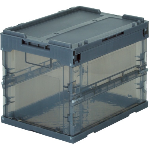 トラスコ オリコン α折りたたみコンテナ スケルコン 20L 蓋付 透明ブラック TR-SC20 BK