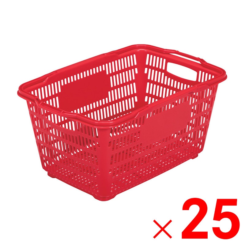 【送料無料】【法人限定】サンコー サンショップカーゴ26L-2(把手付き) レッド 102654-00 ×25個 セット販売 【メーカー直送・代引不可・置配不可】