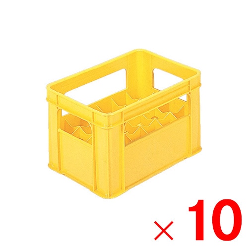 【送料無料】【法人限定】サンコー ボトルクレート ＃200-24-2 イエロー 202306-00 ×10個 セット販売 【メーカー直送・代引不可・置配不可】