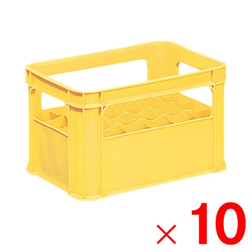 【送料無料】【法人限定】サンコー ボトルクレート ＃350-2-24 イエロー 202900-00 ×10個 セット販売 【メーカー直送・代引不可・置配不可】