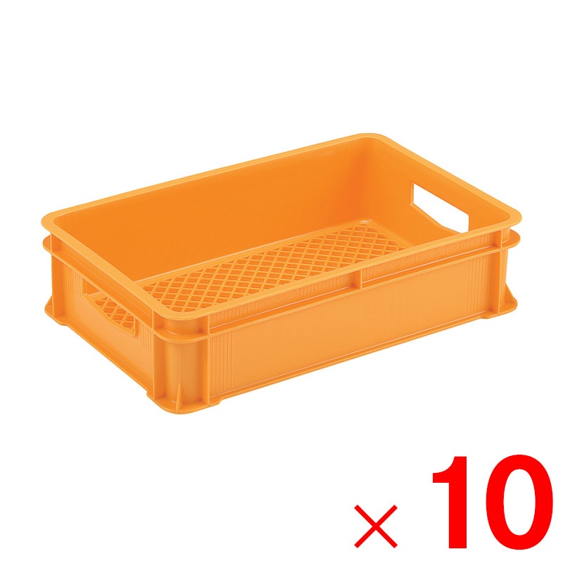 【送料無料】【法人限定】サンコー ミルククレート I-40P オレンジ 201602-00 ×10個 セット販売 【メーカー直送・代引不可・置配不可】