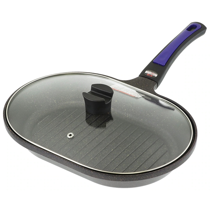 ベストコ フィッシュ＆グリルパン ND-5120 蓋付 IH ガス火 ヴォランテ ネオ パープルダイヤモンドコート