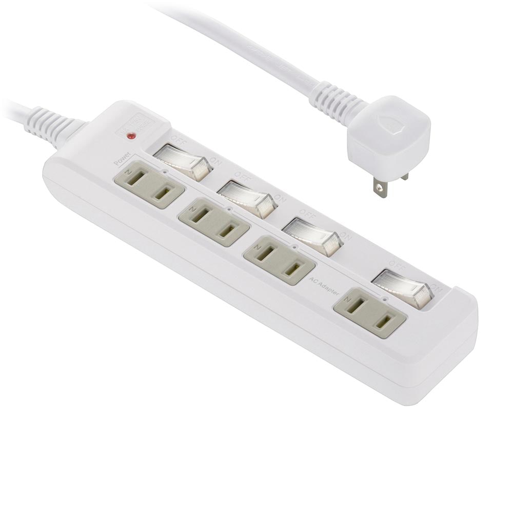 オーム電機 発煙ガード節電タップ 雷ガード 4個口 2m HS-T42HL3-W