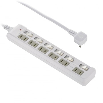 オーム電機 発煙ガード節電タップ 雷ガード 6個口 2m HS-T62HL3-W