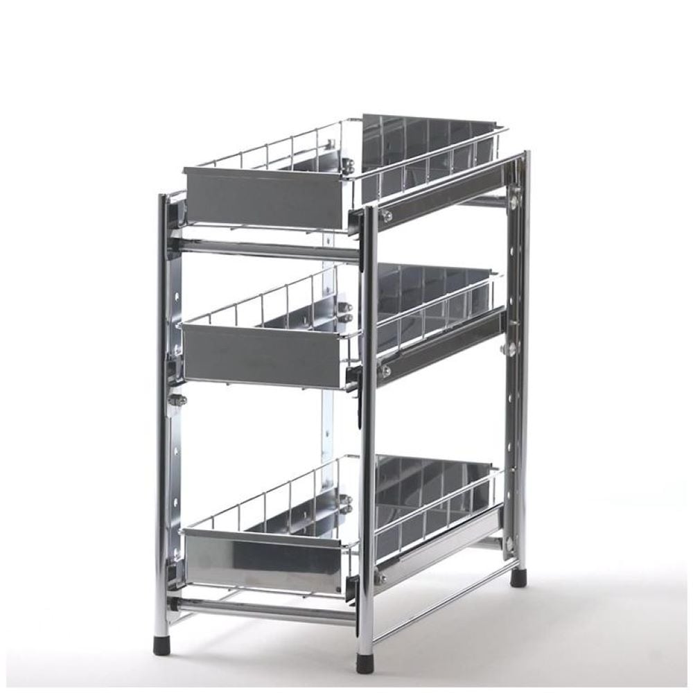 【送料無料】オビタス ステンレス製引出しラック3段 幅20cm YMG-024