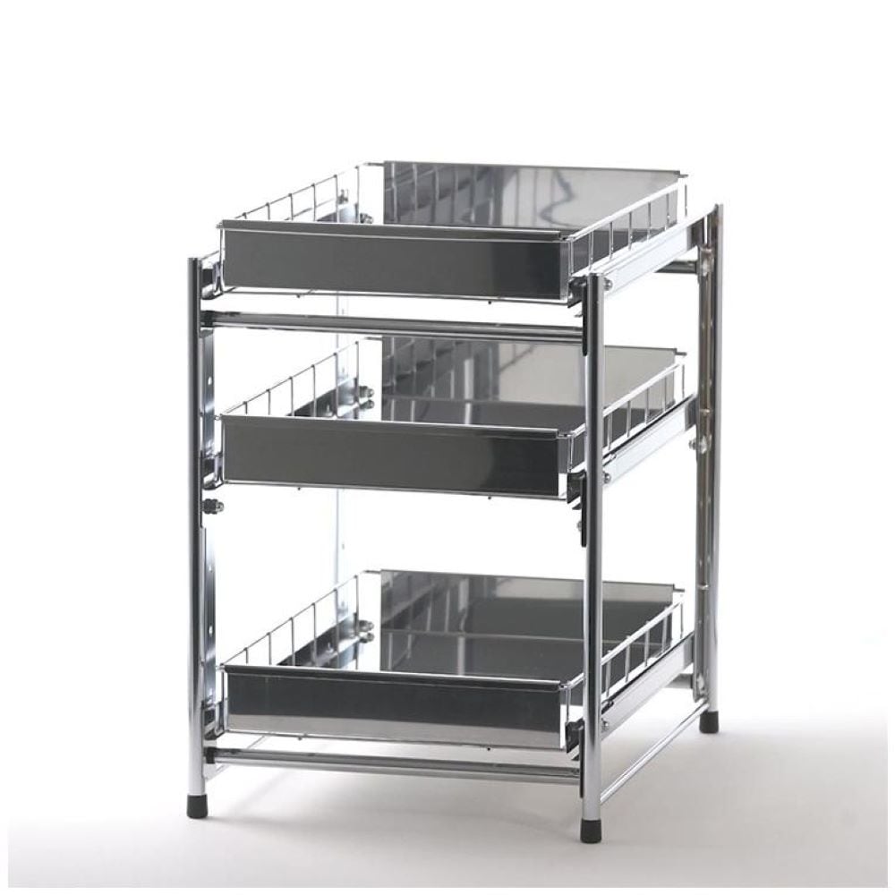 【送料無料】オビタス ステンレス製引出しラック3段 幅30cm YMG-025