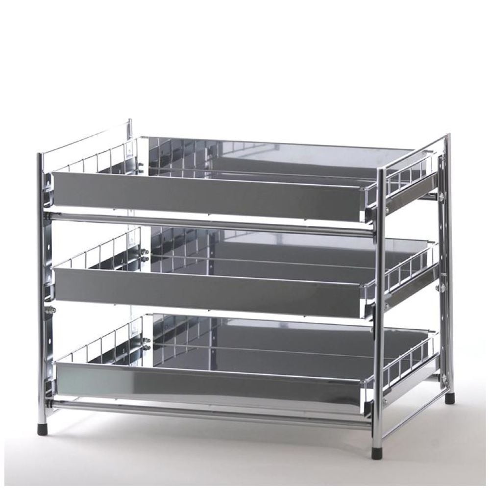 【送料無料】オビタス ステンレス製引出しラック3段 幅50cm YMG-026