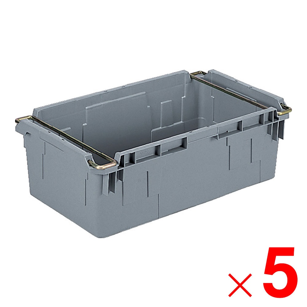 【送料無料】【法人限定】サンコー サンバケット #56N ハンドル付 孔有 ライトグレー 205501-01×5個 セット販売 【メーカー直送・代引不可・置配不可】