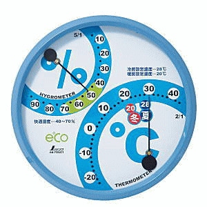 シンワ測定 温湿度計 F-2 環境管理 丸型 15cm アクアブルー 70501