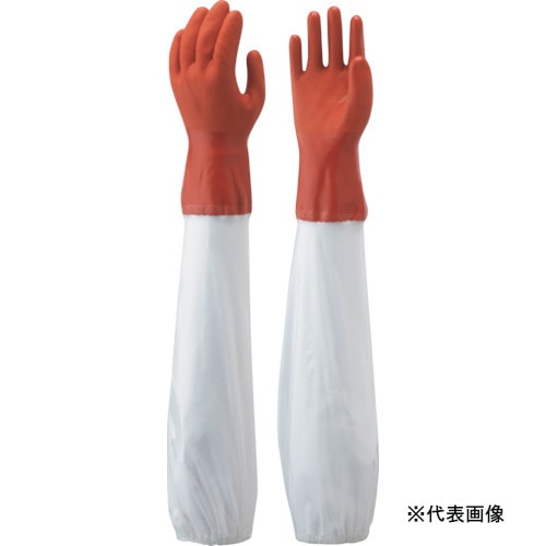 ショーワグローブ 腕カバー付ニュービニローブ オレンジ/ホワイト Mサイズ NO645-M