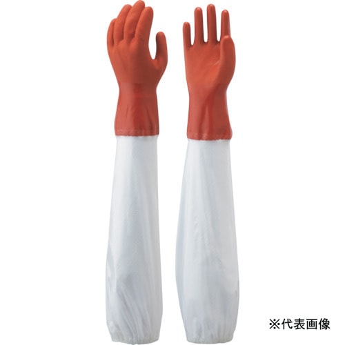ショーワグローブ 腕カバー付ニュービニローブ オレンジ/ホワイト Lサイズ NO645-L