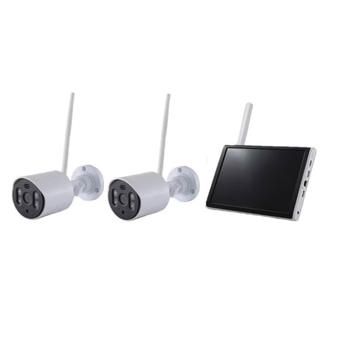送料無料】NSK AIワイヤレスカメラ2台モニターセット NS-AI2110WRMS 