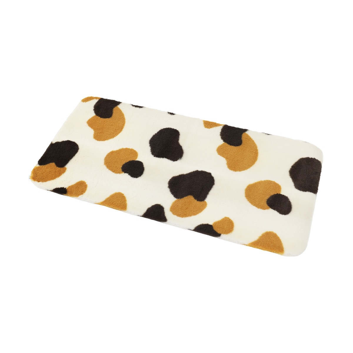 【送料無料】フェイクファー ルームマット シャトン 三毛猫 アイボリー 約60×120cm 【メーカー直送・代引不可・置配不可】