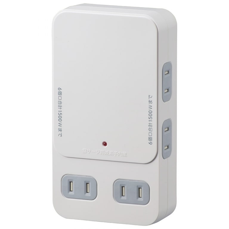 オーム電機 増設用壁タップ 6個口 HS-AK6B-W