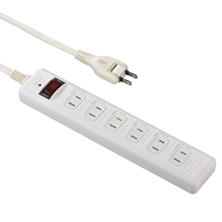 オーム電機 発煙ガードスイッチ付タップ 6個口 1m HS-T61HJ3-W