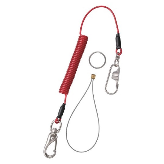スーパーツール 安全ロープ ステンレスワイヤー芯 ダイレクトキャッチフック付 1kg用 レッド AR430DR