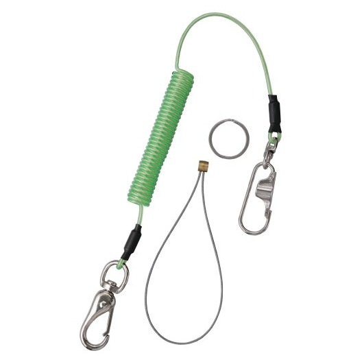 スーパーツール 安全ロープ ステンレスワイヤー芯 ダイレクトキャッチフック付 1kg用 イエローグリーン AR430DY