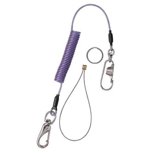 スーパーツール 安全ロープ ステンレスワイヤー芯 ダイレクトキャッチフック付 1kg用 バイオレット AR430DV