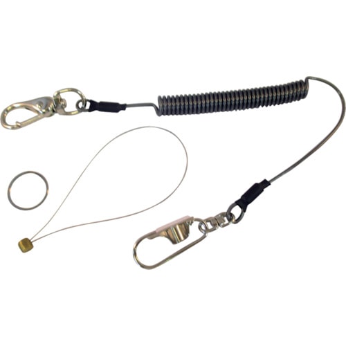 スーパーツール 安全ロープ ステンレスワイヤー芯 ダイレクトキャッチフック付 1kg用 クリアブラック AR430DB