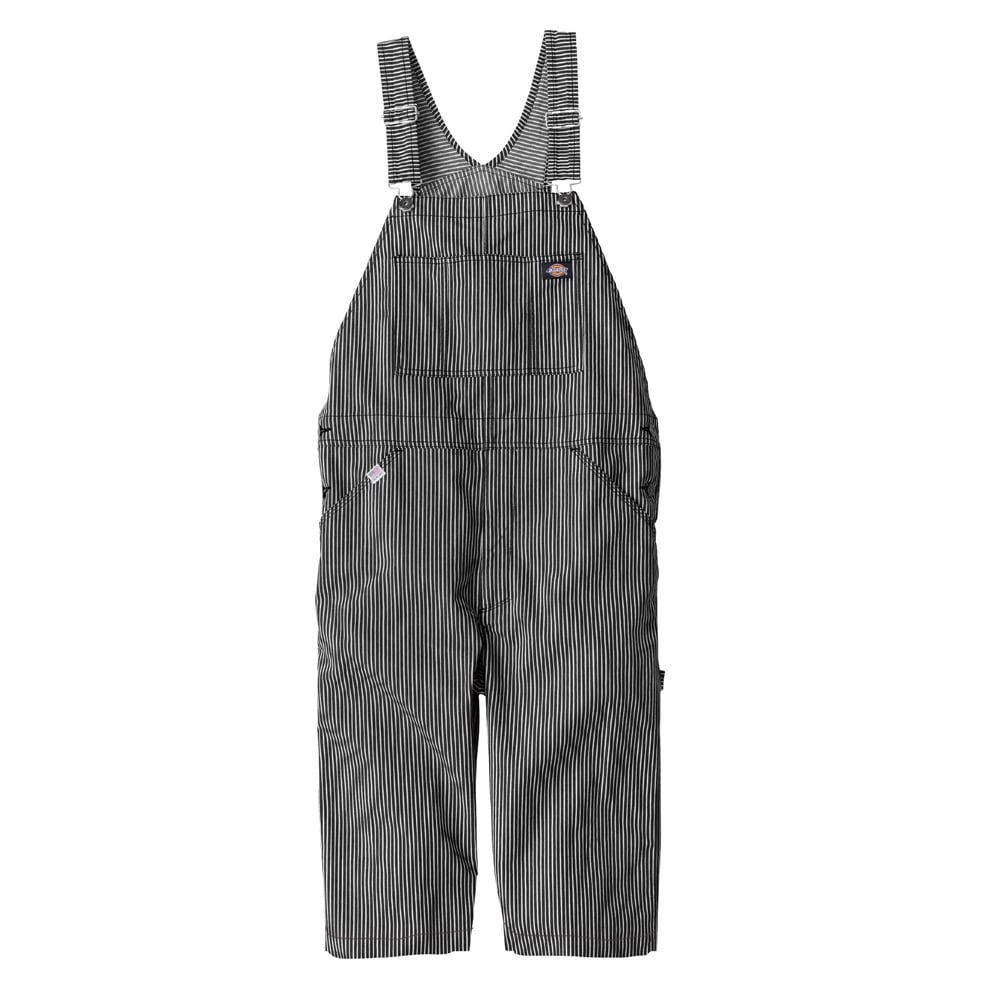【送料無料】ディッキーズ Dickies ライト ストレッチ ヒッコリー オーバーオール ショート丈 ブラック XL D-7103