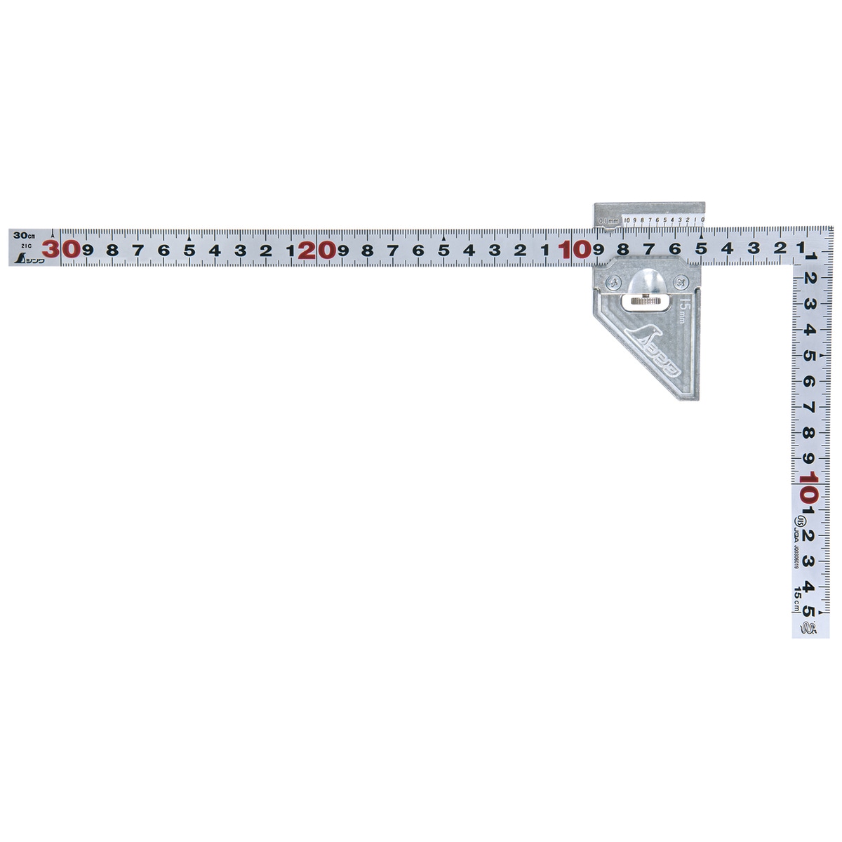【送料無料】シンワ測定 曲尺平ぴた シルバー 30cm 表裏同目 曲尺用ストッパー金属製付 JIS 12483