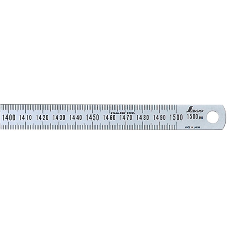【送料無料】シンワ測定 細巾 直尺 シルバー 1.5m 13285