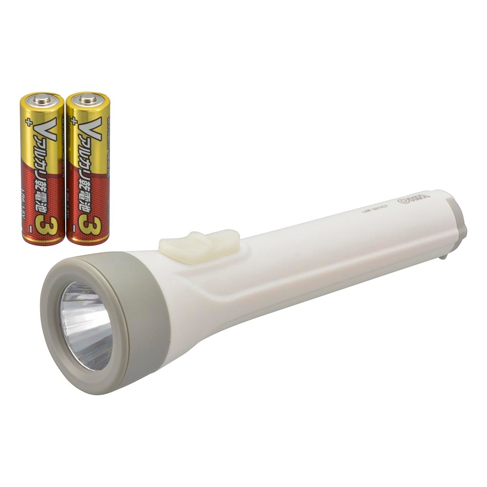 オーム電機 LED懐中ライト 単3形乾電池×2本付き 110ルーメン LHP-3211C7