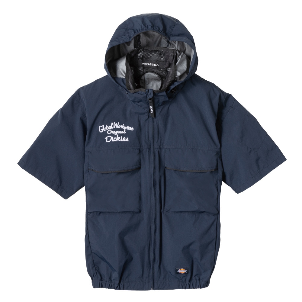 【送料無料】ボルトクール VOLTCOOL 空調ウェア Dickies フード着脱可能日傘遮熱半袖ブルゾン ネイビー L D-290