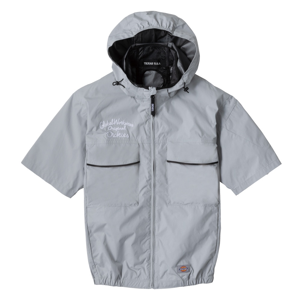 【送料無料】ボルトクール VOLTCOOL 空調ウェア Dickies フード着脱可能日傘遮熱半袖ブルゾン シルバー L D-290