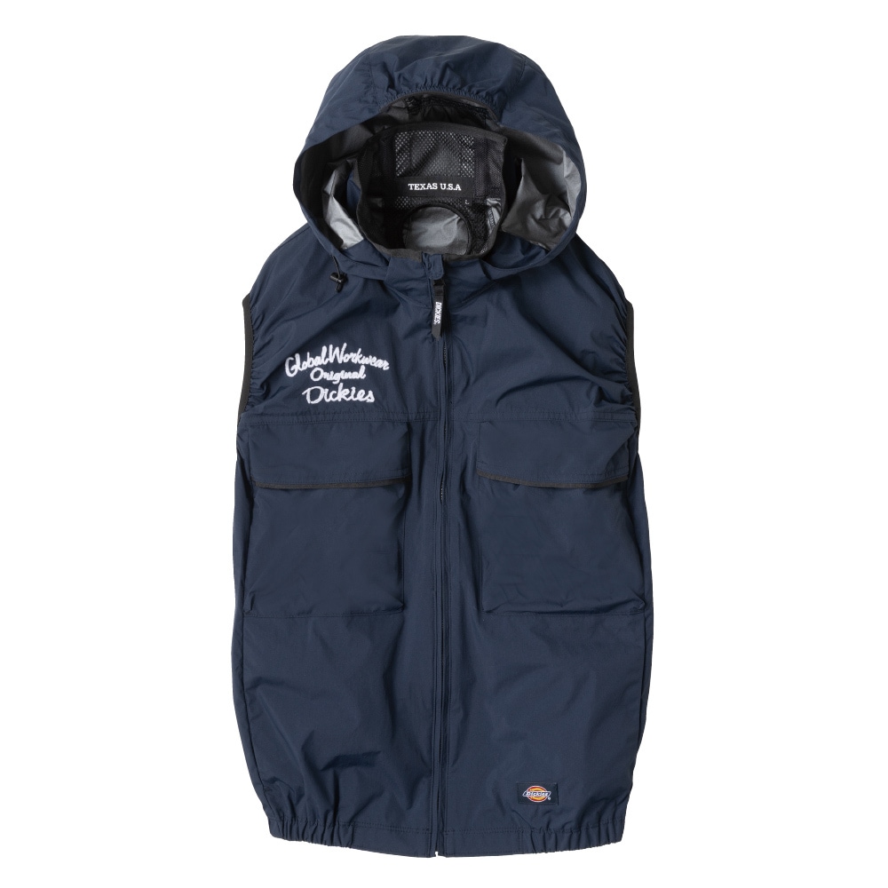【送料無料】ボルトクール VOLTCOOL 空調ウェア Dickies フード着脱可能日傘遮熱ベスト ネイビー M D-299