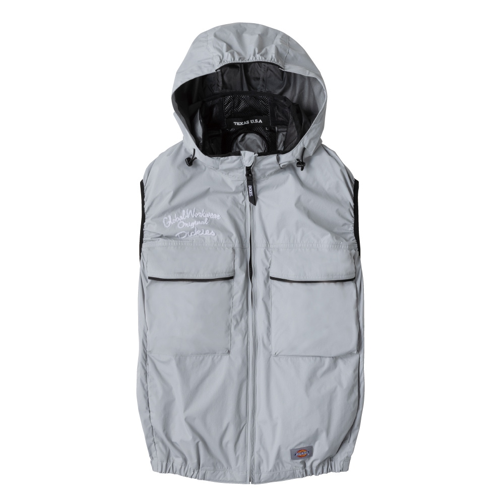 【送料無料】ボルトクール VOLTCOOL 空調ウェア Dickies フード着脱可能日傘遮熱ベスト シルバー XXL D-299