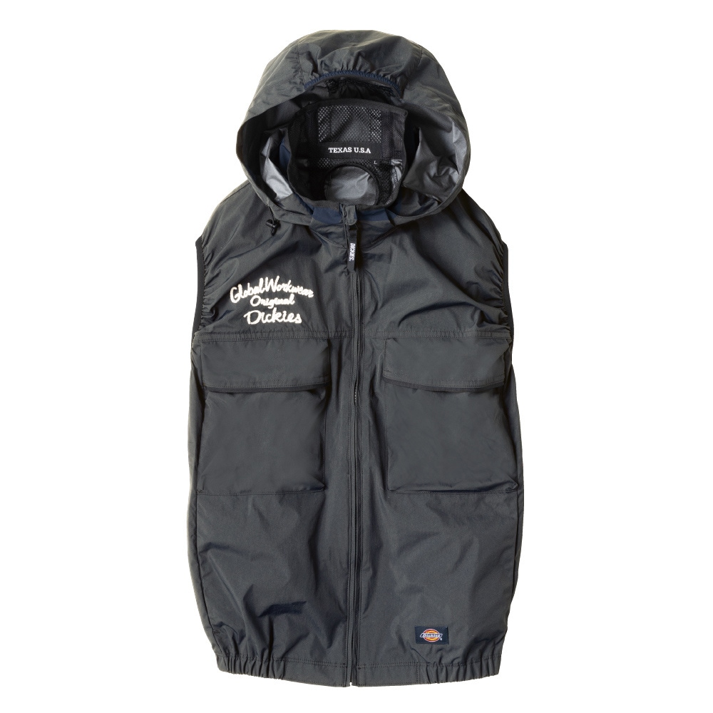 【送料無料】ボルトクール VOLTCOOL 空調ウェア Dickies フード着脱可能日傘遮熱ベスト チャコール M D-299