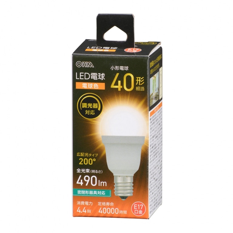 オーム電機 LED電球小型 E17 40形相当 調光器対応 電球色 LDA4L-G-E17/D AG5