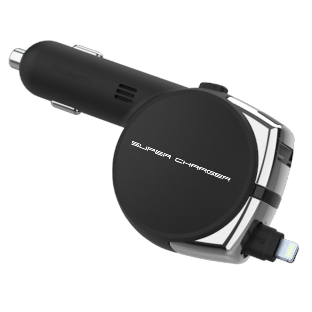 カシムラ DC充電器 リール インジケーター 4.8A LN BK KL-80