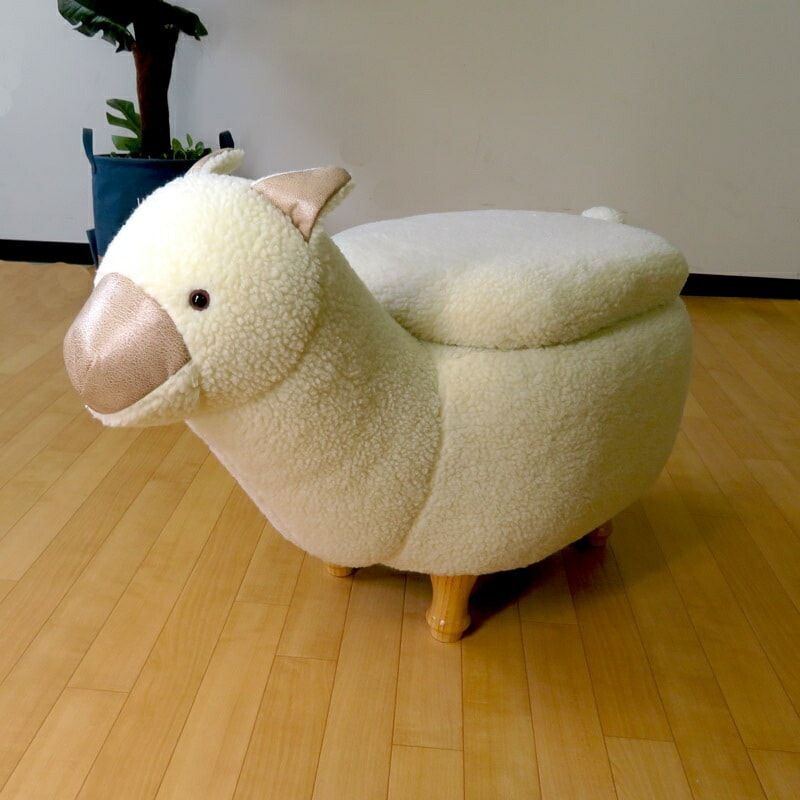 アルパカ型スツール ホワイト アルパカ型スツール ホワイト 送料無料】動物スツール 収納付 アルパカ