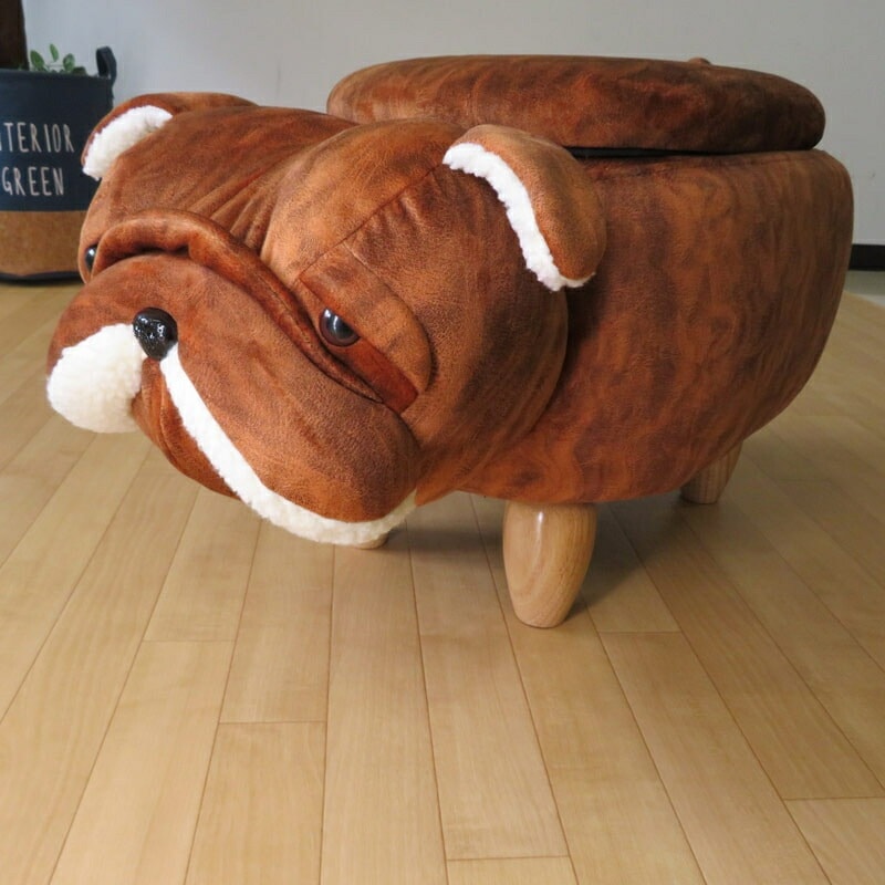 送料無料】動物スツール 収納付 ブルドッグ アニマル チェア イス