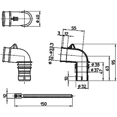 サンエイ SANEI 洗濯機排水トラップエルボ PH5543F | 水廻り・水道用品