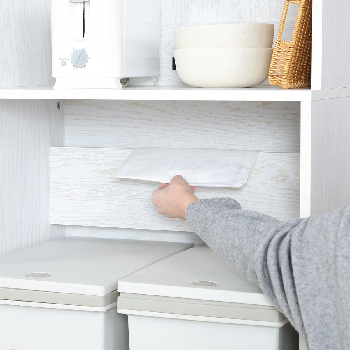 送料無料】不二貿易 ゴミ箱上キャビネット 60幅 オークWH FBC654  