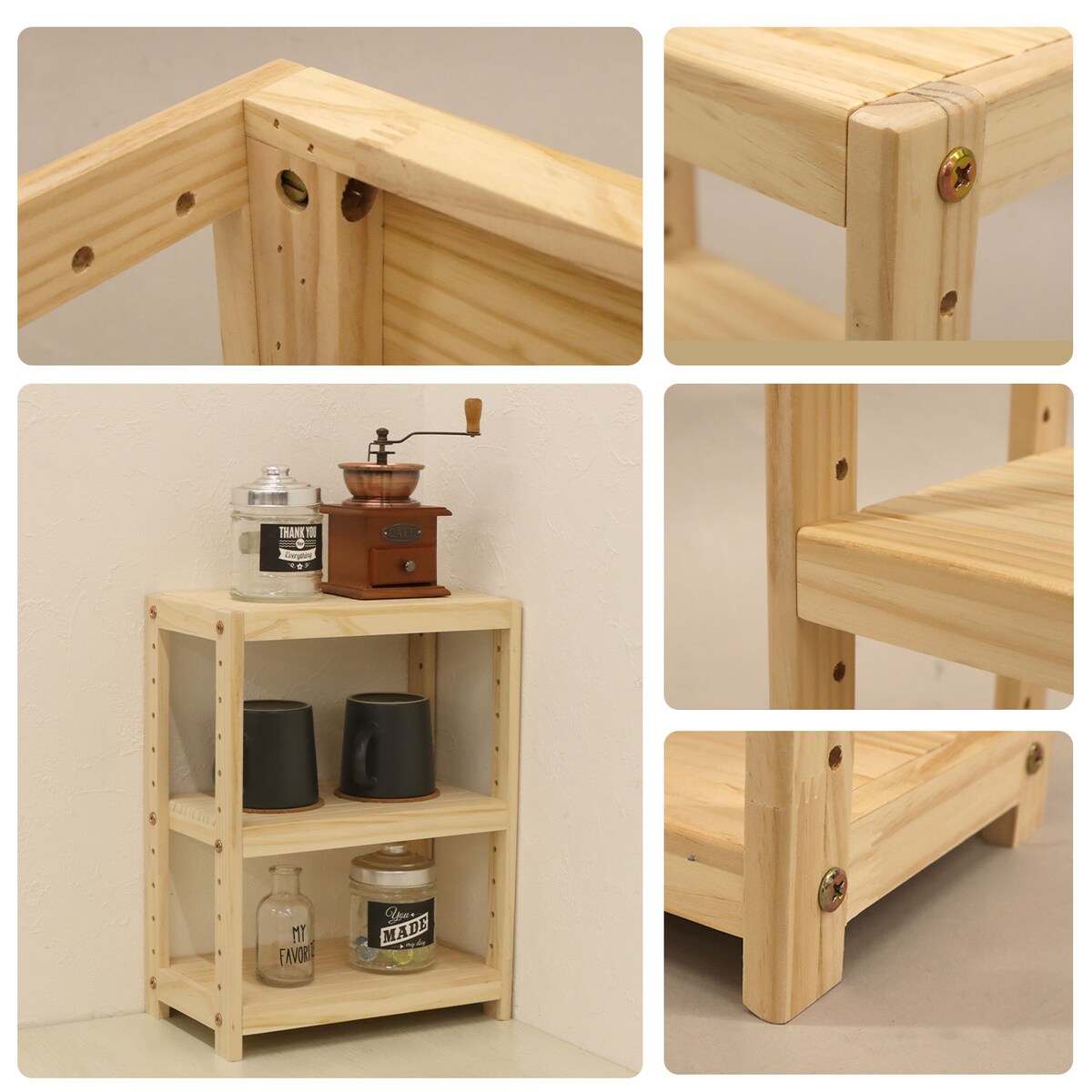 送料無料】エイ・アイ・エス ミニパインラック3段 幅30cm HZMR-300 NA